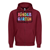 Burgundy kinder garten vibes Zipper Hoodie - MaliasSmallBusiness