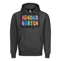 Charcoal Heather kinder garten vibes Zipper Hoodie - MaliasSmallBusiness