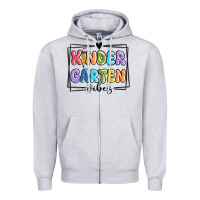 Heather Grey kinder garten vibes Zipper Hoodie - MaliasSmallBusiness