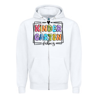 White kinder garten vibes Zipper Hoodie - MaliasSmallBusiness
