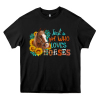 Black just a girl who loves horses Heavy Core Tee - Artiststas