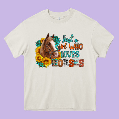 Just A Girl Who Loves Horses Heavy Core Tee Designed By Artiststas