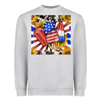 Heather Grey patriotic popsicles and sunflowers Heavyweight Sweatshirt - BundleAndBundleShop