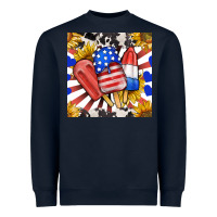 Navy patriotic popsicles and sunflowers Heavyweight Sweatshirt - BundleAndBundleShop