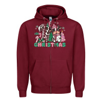 Burgundy my first christmas cow Zipper Hoodie - MaliasSmallBusiness