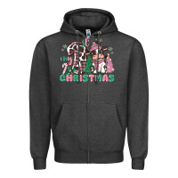 Charcoal Heather my first christmas cow Zipper Hoodie - MaliasSmallBusiness