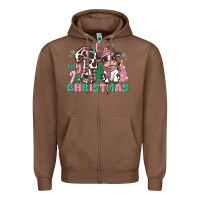 Chestnut my first christmas cow Zipper Hoodie - MaliasSmallBusiness