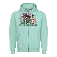 Seafoam my first christmas cow Zipper Hoodie - MaliasSmallBusiness