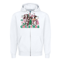 White my first christmas cow Zipper Hoodie - MaliasSmallBusiness