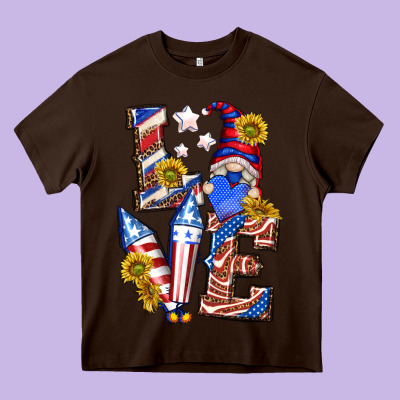 Love 4th Of July With Gnome Heavy Core Tee Designed By Texasbilliewilder