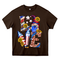Chocolate Brown love 4th of july with gnome Heavy Core Tee - texasbilliewilder