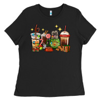 Black Christmas coffee cups with Pug Ladies Tee - RanaPortraitStore