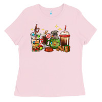 Bubblegum Pink Christmas coffee cups with Pug Ladies Tee - RanaPortraitStore