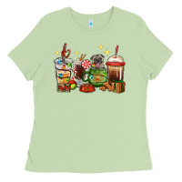 Matcha Christmas coffee cups with Pug Ladies Tee - RanaPortraitStore