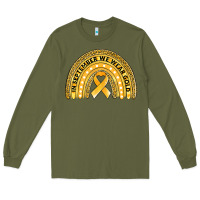 Army Green Childhood cancer awareness rainbow Long Sleeve Tee - Jasminsmagicworld