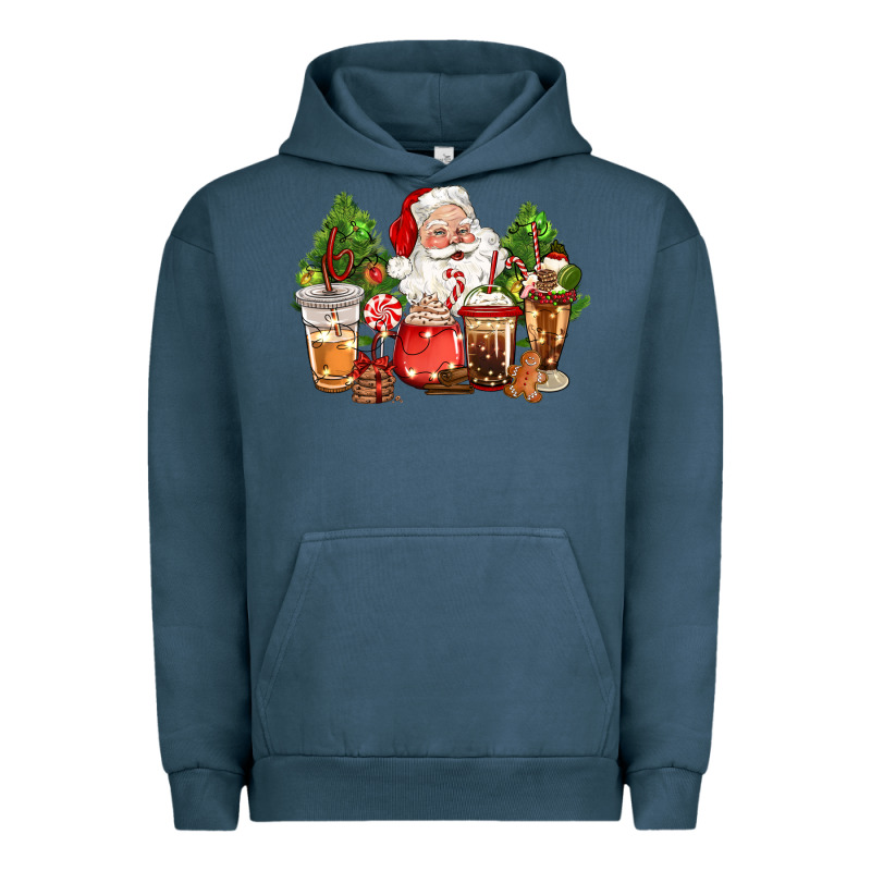 Christmas Santa Coffee Cups Urban Hoodie by CowGirlArtShop | Teevron