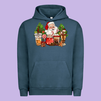 Christmas Santa Coffee Cups Urban Hoodie Designed By Cowgirlartshop