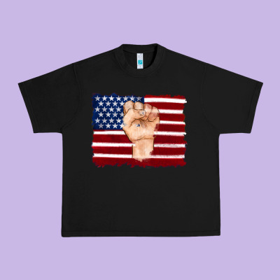 American Flag With Hand Urban Heavy Tee Designed By Artiststas