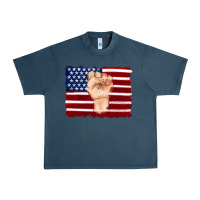 Midnight Navy american flag with hand Urban Heavy Tee - Artiststas
