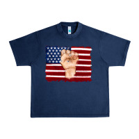 Navy american flag with hand Urban Heavy Tee - Artiststas