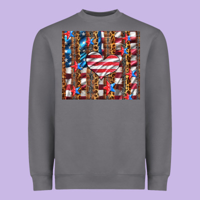 Western Usa Flag Heart And Stars Tumbler Heavyweight Sweatshirt Designed By Artiststas