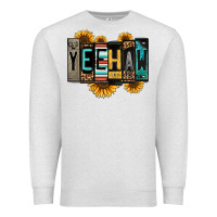 Oatmeal Heather yeehaw license plate letters Premium Sweatshirt - Jasminsmagicworld