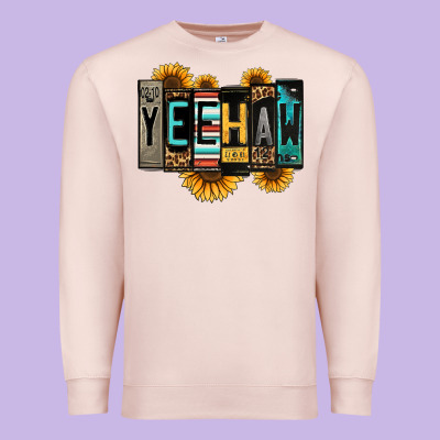 Yeehaw License Plate Letters Premium Sweatshirt Designed By Jasminsmagicworld
