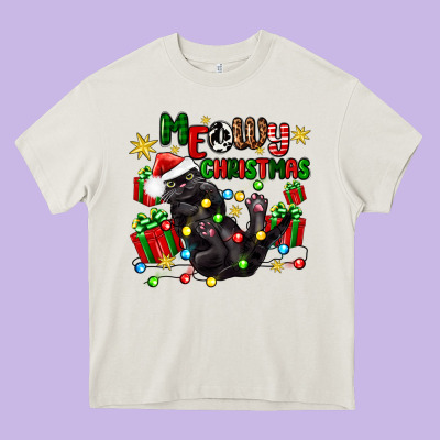 Meowy Christmas Heavy Core Tee Designed By Zillion Design Studio