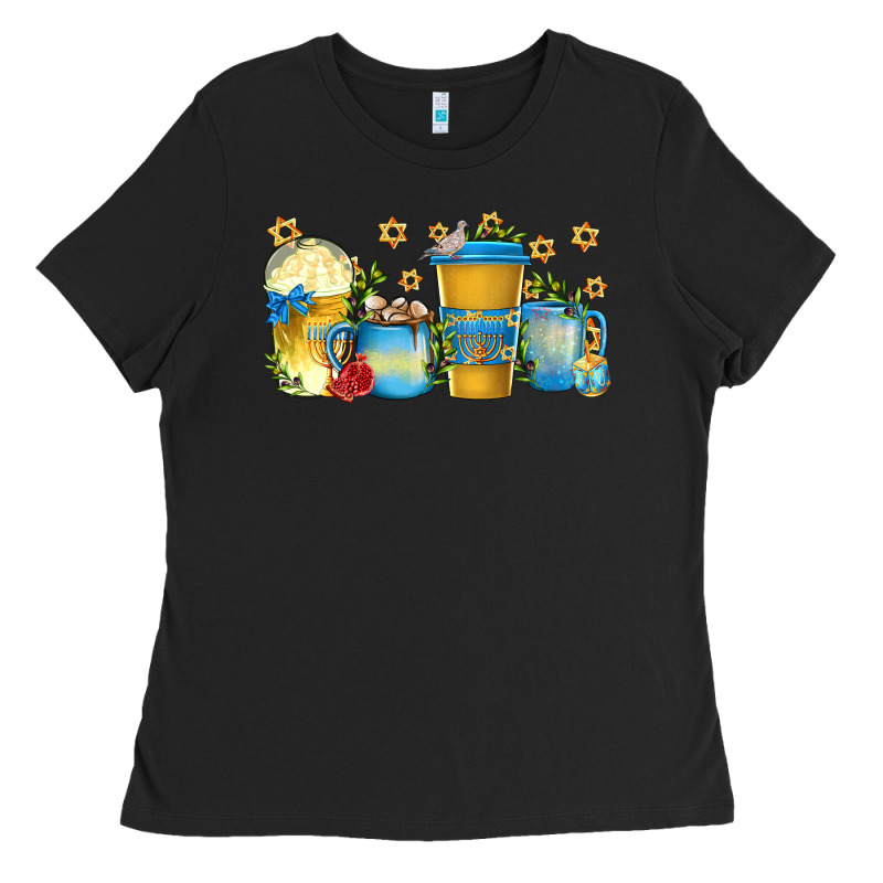 Hanukkah Coffee Cups Ladies Tee by texasbilliewilder | Teevron