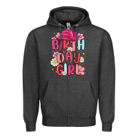 Charcoal Heather birthday girl Zipper Hoodie - MaliasSmallBusiness