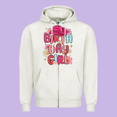 Birthday Girl Zipper Hoodie Designed By Maliassmallbusiness