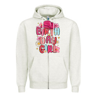 Oatmeal Heather birthday girl Zipper Hoodie - MaliasSmallBusiness