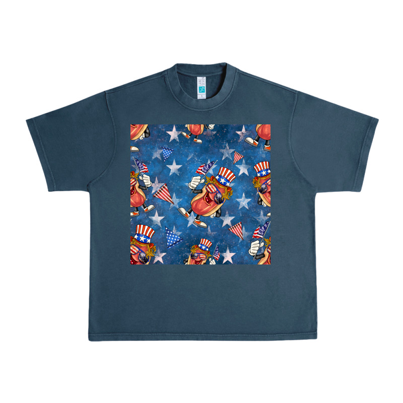 4th Of July Hotdog Seamless Pattern Urban Heavy Tee by BundleAndBundleShop | Teevron