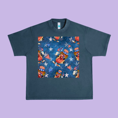 4th Of July Hotdog Seamless Pattern Urban Heavy Tee Designed By Bundleandbundleshop