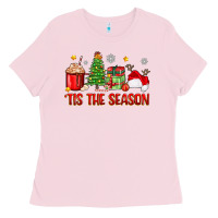 Bubblegum Pink 'tis the season christmas Ladies Tee - Zillion Design Studio