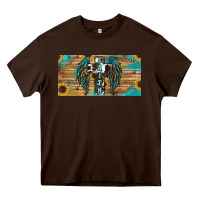 Chocolate Brown Wings Cross Faith Heavy Core Tee - RanaPortraitStore