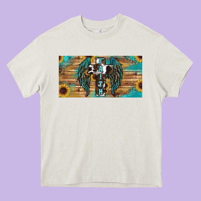 Heavy Core Tee Wings Cross Faith