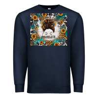 Navy mom life messy bun western Premium Sweatshirt - Jasminsmagicworld