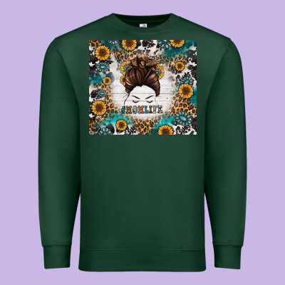 Mom Life Messy Bun Western Premium Sweatshirt Designed By Jasminsmagicworld