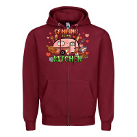 Burgundy camping is my kitchen Zipper Hoodie - NancyCooperArtShop