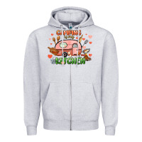 Heather Grey camping is my kitchen Zipper Hoodie - NancyCooperArtShop