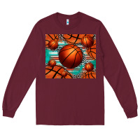 Burgundy basketball leopard serape tumbler Long Sleeve Tee - Jasminsmagicworld