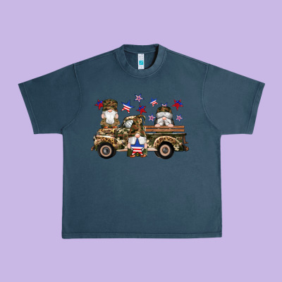 Camouflage Gnomes American Flag Star Truck Urban Heavy Tee Designed By Artiststas