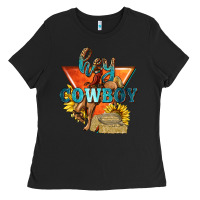 Black hey cowboy with sunflowers Ladies Tee - texasbilliewilder