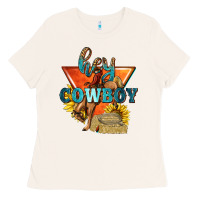 Bone hey cowboy with sunflowers Ladies Tee - texasbilliewilder