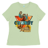 Matcha hey cowboy with sunflowers Ladies Tee - texasbilliewilder