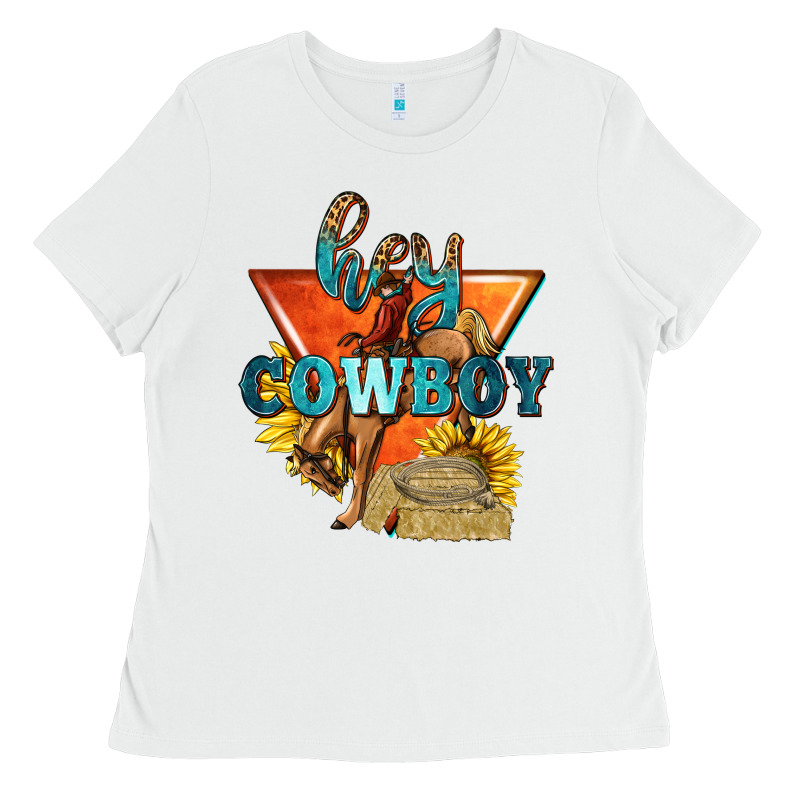 Hey Cowboy With Sunflowers Ladies Tee by texasbilliewilder | Teevron