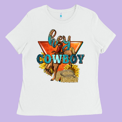 Ladies Tee hey cowboy with sunflowers