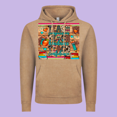 Teach Compassion Kindness Confidence Vintage Hoodie Designed By Jahusdesignshop