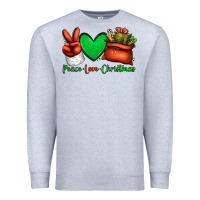 Heather Grey peace love Christmas Santa Claus hand Premium Sweatshirt - Jasminsmagicworld